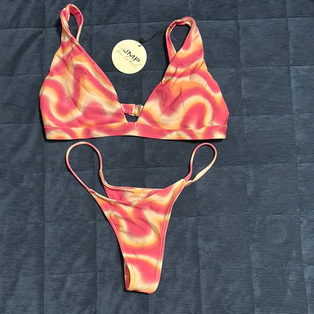 JMP THE LABEL Vibrant Pink and Orange Women's Swimwear Set